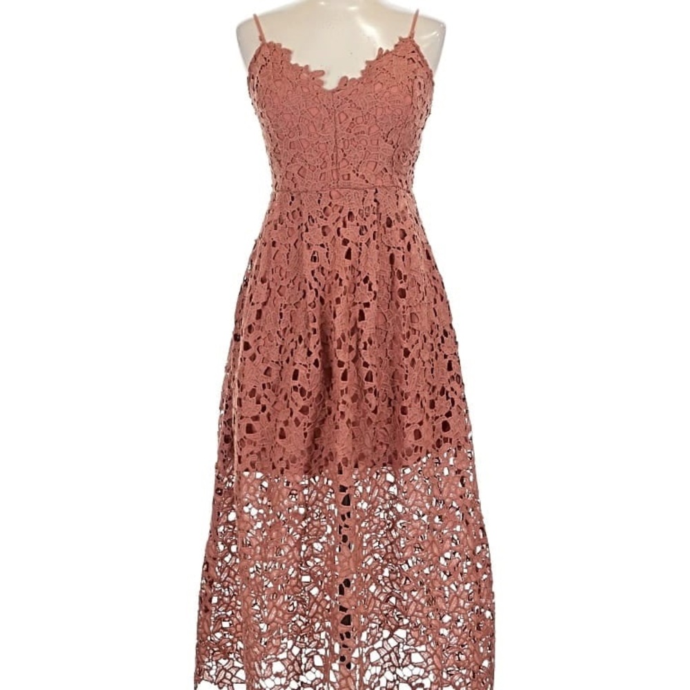 ASTR the Label Lace V-Neck Midi Dress XS